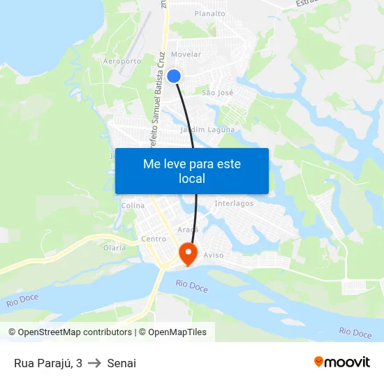 Rua Parajú, 3 to Senai map