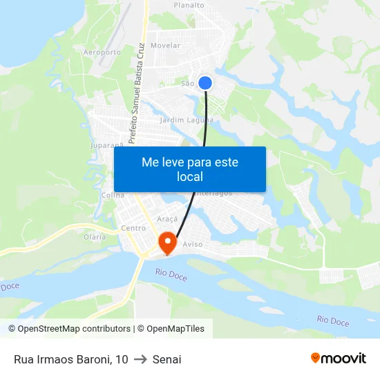 Rua Irmaos Baroni, 10 to Senai map