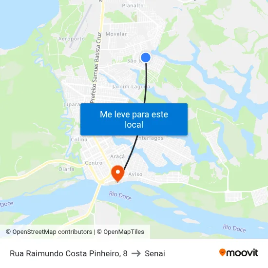 Rua Raimundo Costa Pinheiro, 8 to Senai map