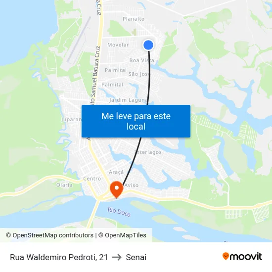 Rua Waldemiro Pedroti, 21 to Senai map