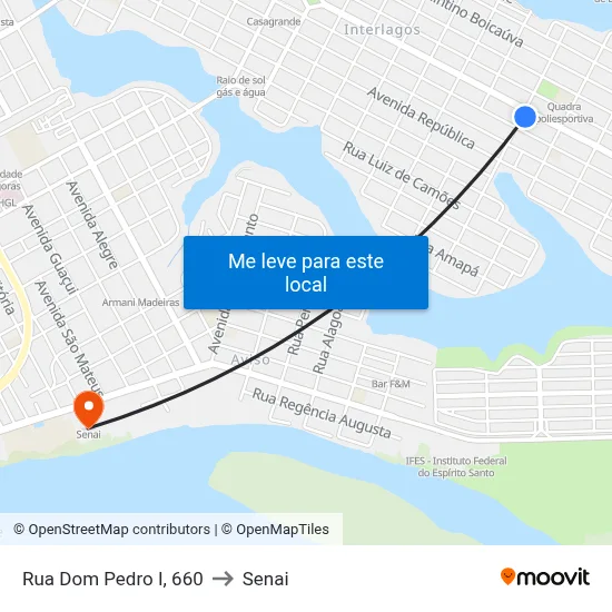Rua Dom Pedro I, 660 to Senai map