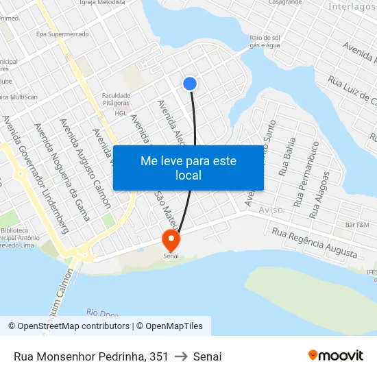 Rua Monsenhor Pedrinha, 351 to Senai map