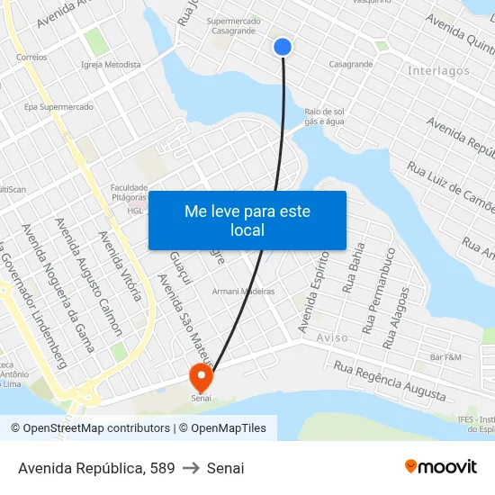 Avenida República, 589 to Senai map