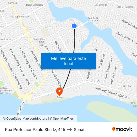 Rua Professor Paulo Shultz, 446 to Senai map