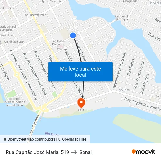 Rua Capitão José Maria, 519 to Senai map
