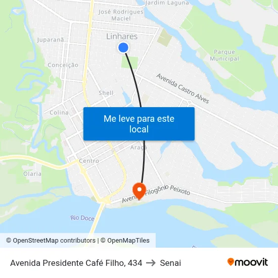 Avenida Presidente Café Filho, 434 to Senai map