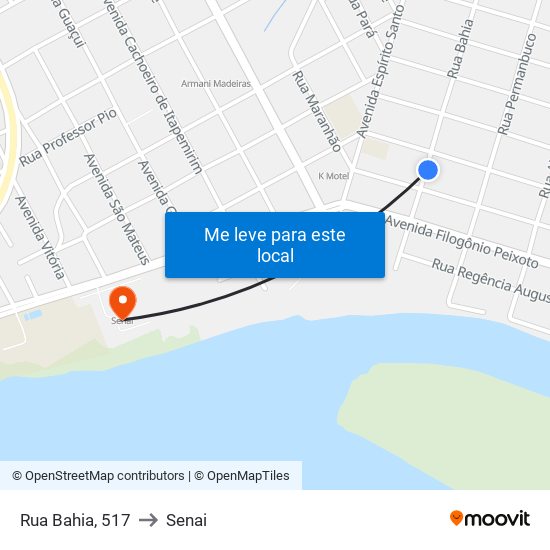 Rua Bahia, 517 to Senai map