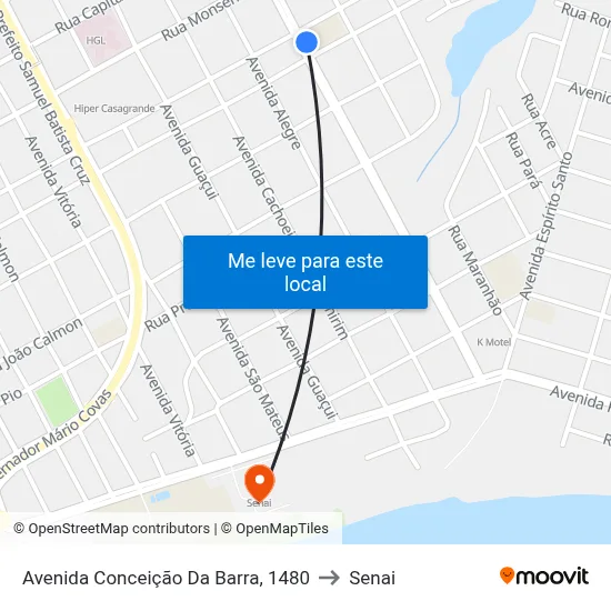 Avenida Conceição Da Barra, 1480 to Senai map