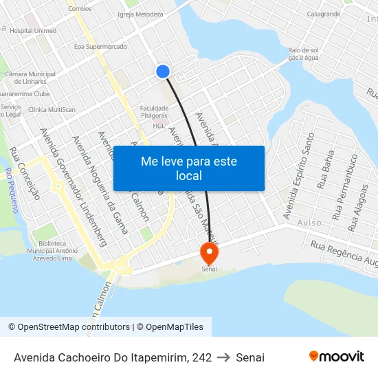 Avenida Cachoeiro Do Itapemirim, 242 to Senai map