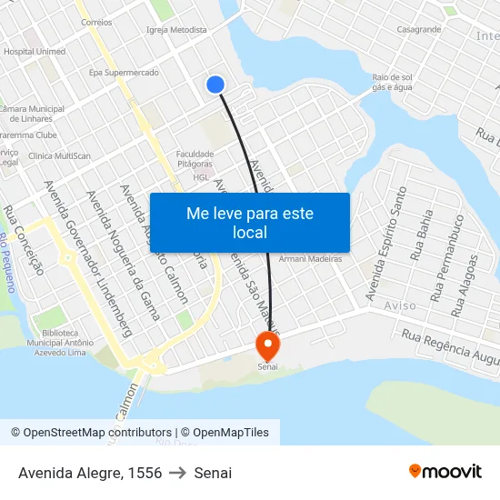 Avenida Alegre, 1556 to Senai map