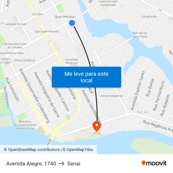 Avenida Alegre, 1740 to Senai map