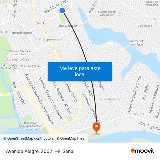 Avenida Alegre, 2062 to Senai map