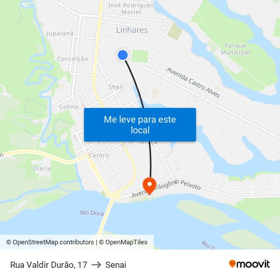 Rua Valdir Durão, 17 to Senai map