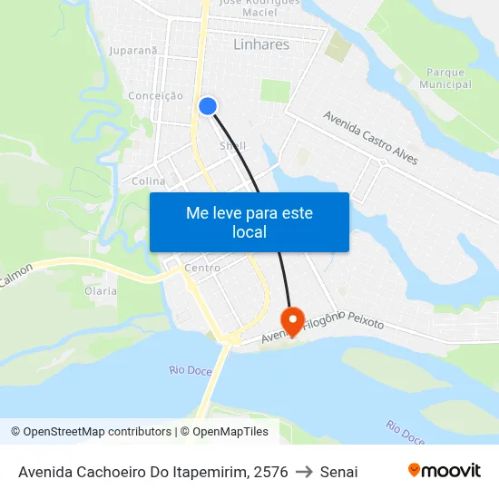 Avenida Cachoeiro Do Itapemirim, 2576 to Senai map