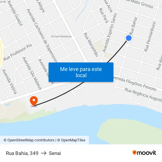 Rua Bahia, 349 to Senai map