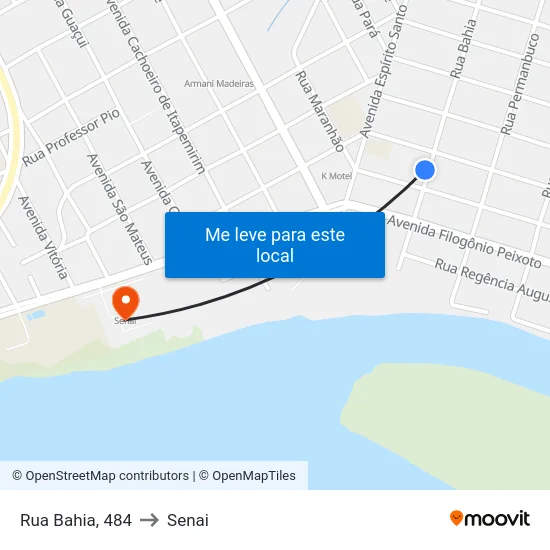Rua Bahia, 484 to Senai map