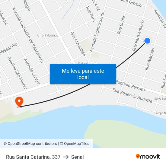 Rua Santa Catarina, 337 to Senai map