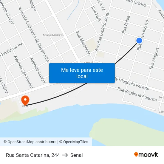 Rua Santa Catarina, 244 to Senai map