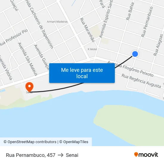 Rua Pernambuco, 457 to Senai map