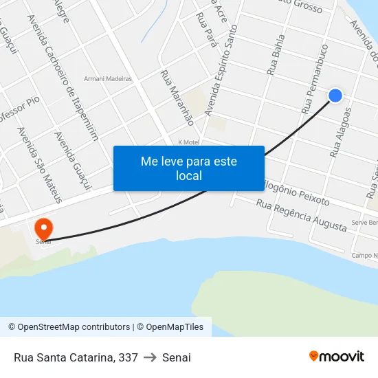 Rua Santa Catarina, 337 to Senai map