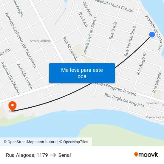 Rua Alagoas, 1179 to Senai map