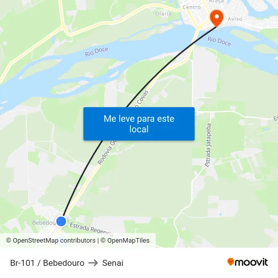 Br-101 / Bebedouro to Senai map