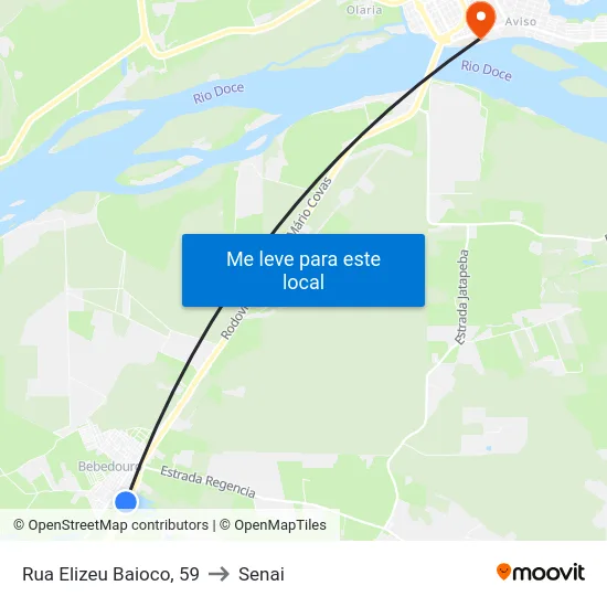 Rua Elizeu Baioco, 59 to Senai map