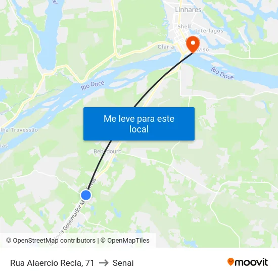 Rua Alaercio Recla, 71 to Senai map