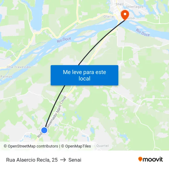 Rua Alaercio Recla, 25 to Senai map