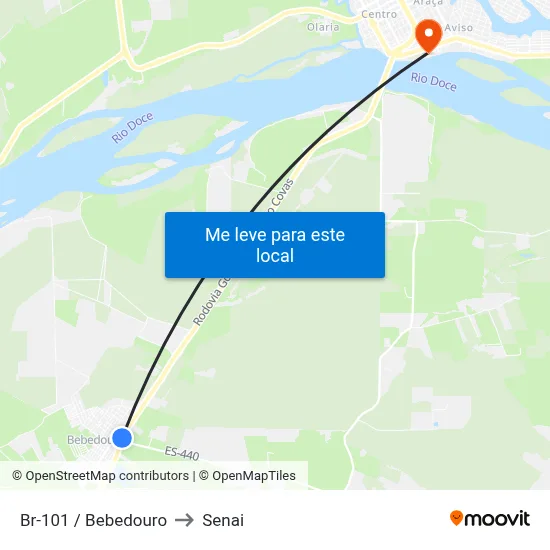 Br-101 / Bebedouro to Senai map