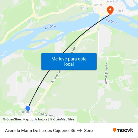 Avenida Maria De Lurdes Cajueiro, 36 to Senai map