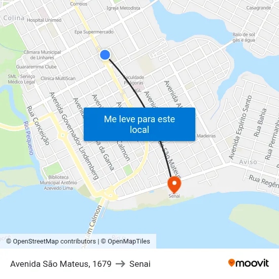 Avenida São Mateus, 1679 to Senai map