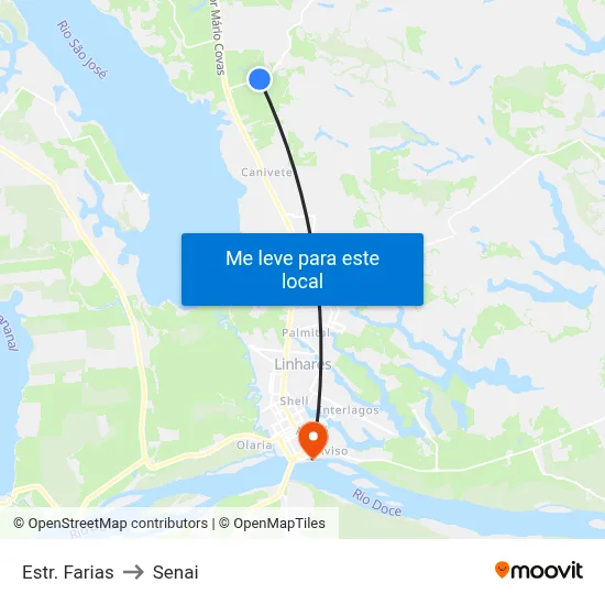 Estr. Farias to Senai map