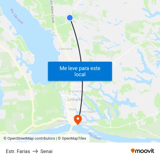 Estr. Farias to Senai map