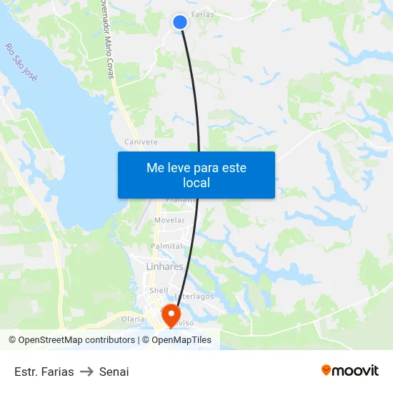 Estr. Farias to Senai map