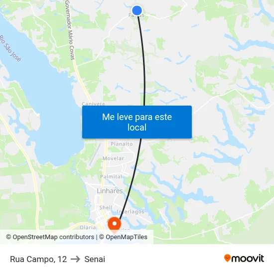 Rua Campo, 12 to Senai map