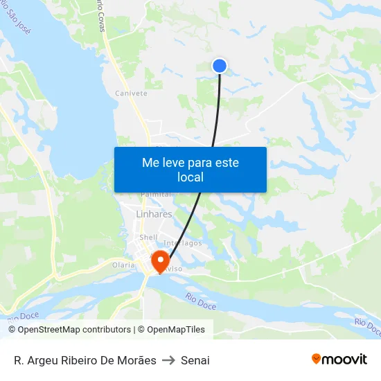 R. Argeu Ribeiro De Morães to Senai map