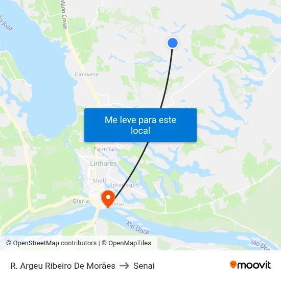 R. Argeu Ribeiro De Morães to Senai map