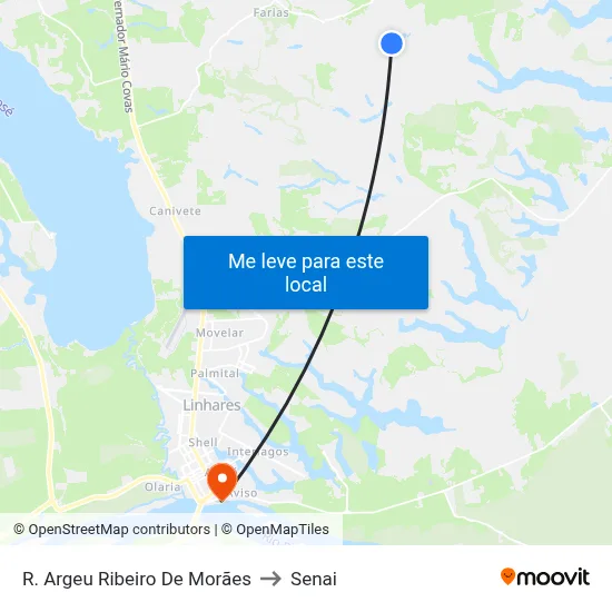 R. Argeu Ribeiro De Morães to Senai map