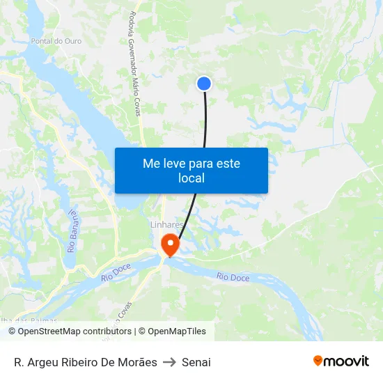 R. Argeu Ribeiro De Morães to Senai map