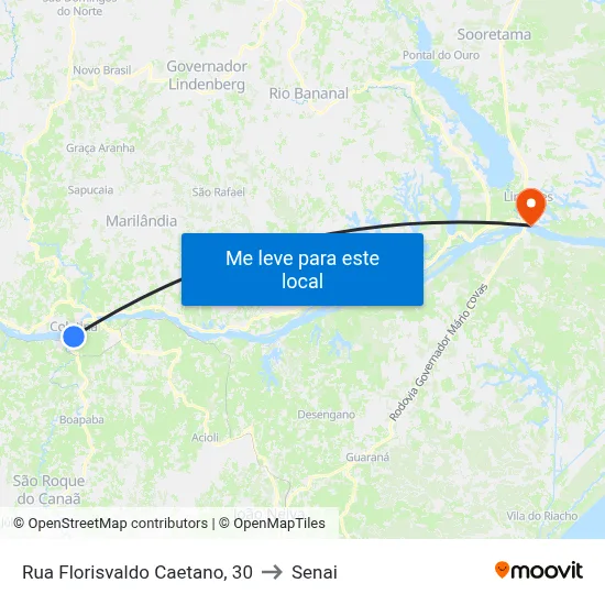 Rua Florisvaldo Caetano, 30 to Senai map