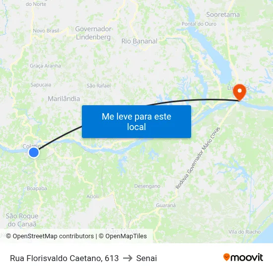 Rua Florisvaldo Caetano, 613 to Senai map
