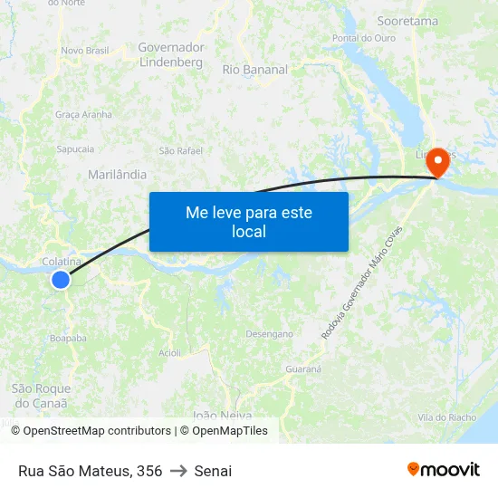 Rua São Mateus, 356 to Senai map