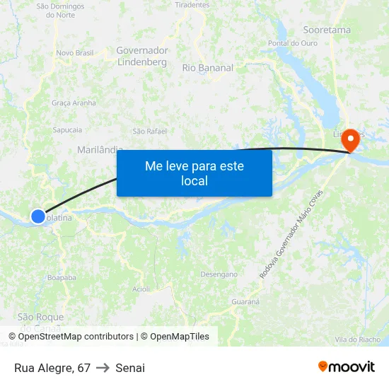 Rua Alegre, 67 to Senai map