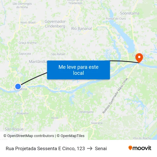 Rua Projetada Sessenta E Cinco, 123 to Senai map