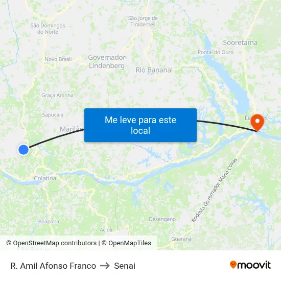 R. Amil Afonso Franco to Senai map
