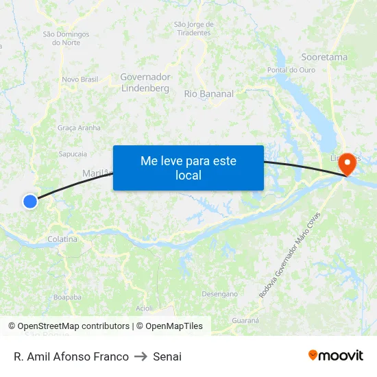 R. Amil Afonso Franco to Senai map