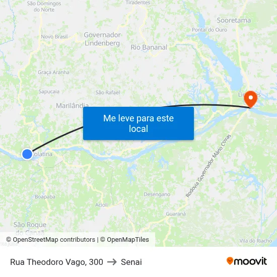 Rua Theodoro Vago, 300 to Senai map