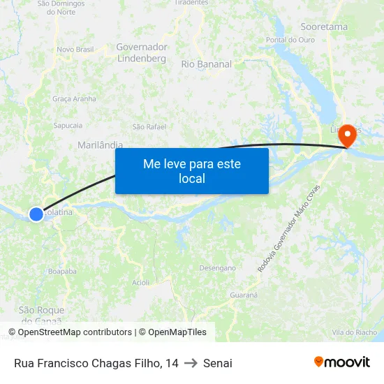 Rua Francisco Chagas Filho, 14 to Senai map