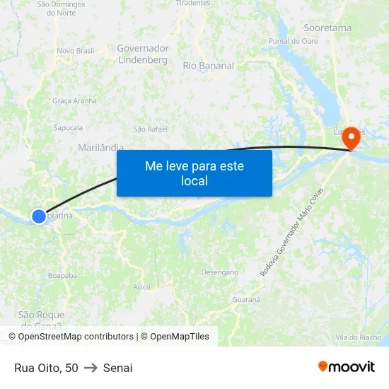 Rua Oito, 50 to Senai map